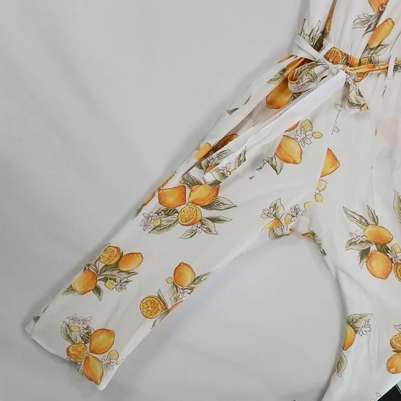 For Love And Lemons Wh Lemon Print W Belt Jumpsuit. - Picture 11 of 11
